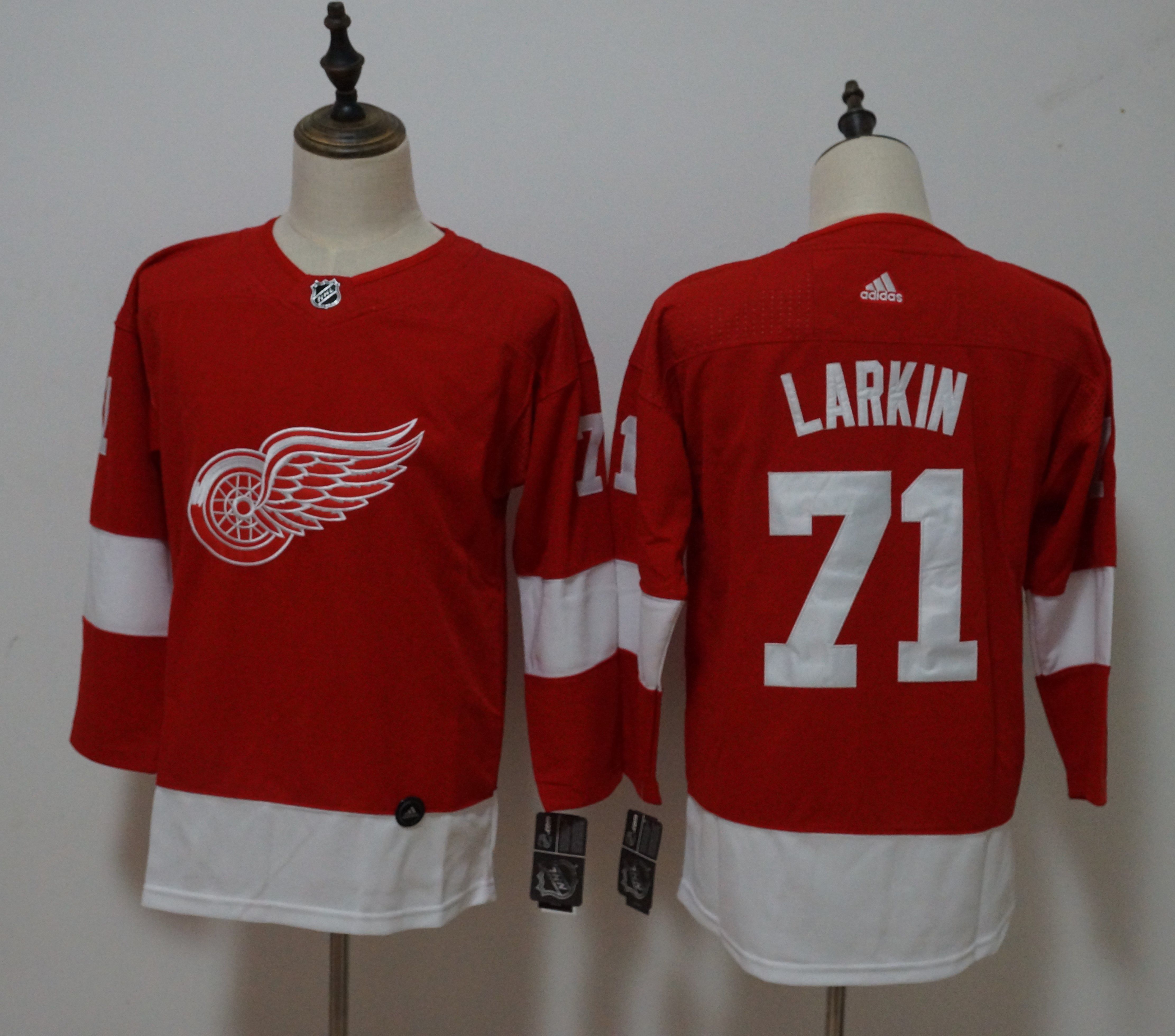 Women Detroit Red Wings 71 Dylan Larkin Red Hockey Stitched Adidas NHL Jerseys
